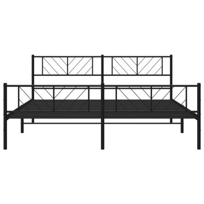 Метална рамка за легло с горна и долна табла, черна, 200x200 см