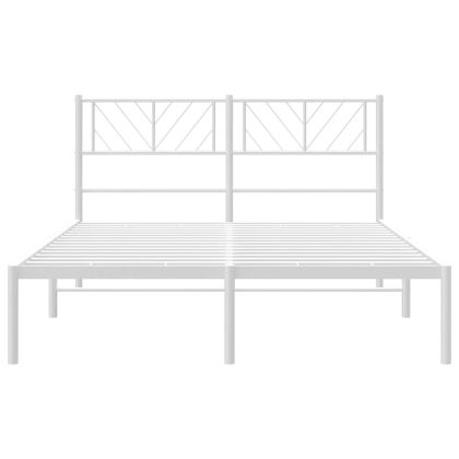 Метална рамка за легло с горна табла, бяла, 120x190 см