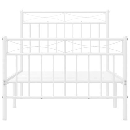 Метална рамка за легло с горна и долна табла, бяла, 90x200 см