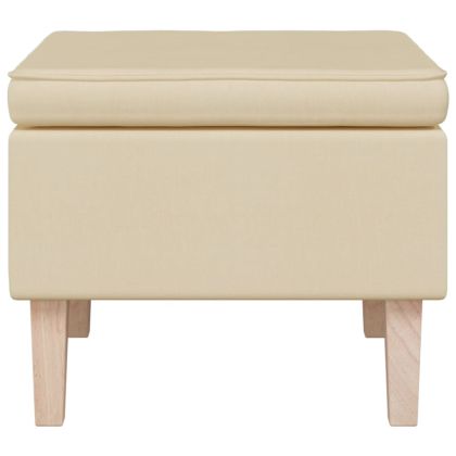 Табуретка с дървени крака, кремава, текстил