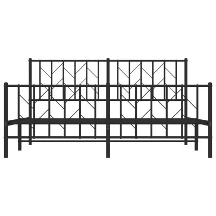Метална рамка за легло с горна и долна табла, черна, 160x200 см