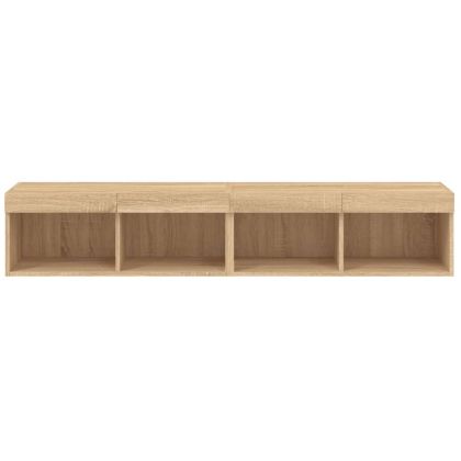 ТВ шкафове с LED осветление 2 бр дъб сонома 80x30x30 см