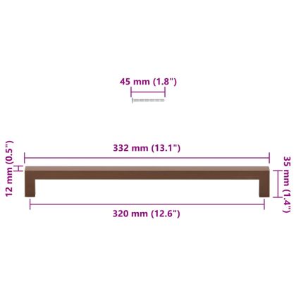Дръжки за шкафове, 5 бр, бронз, 320 мм, неръждаема стомана