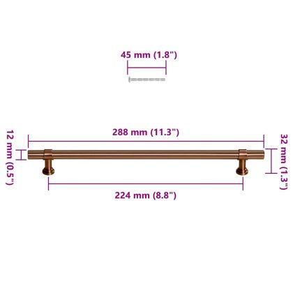 Дръжки за шкафове, 5 бр, бронз, 224 мм, неръждаема стомана