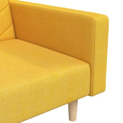 2-местно разтегателно канапе с две възглавници, жълто, текстил