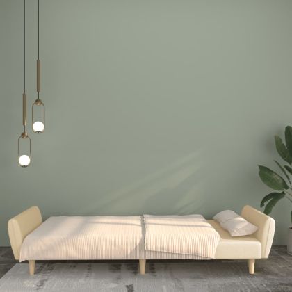 2-местно разтегателно канапе, кремаво, текстил