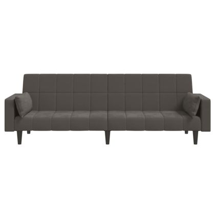 2-местно разтегателно канапе с две възглавници тъмносиво кадифе