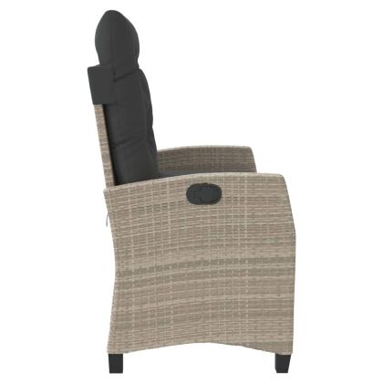 Накланяща се градинска пейка с възглавници светлосив полиратан