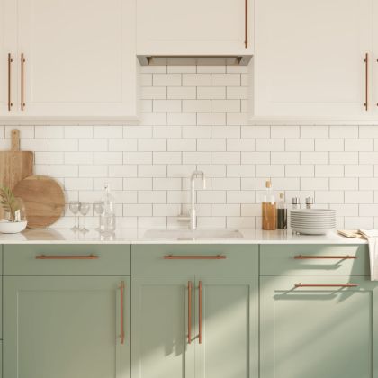 Дръжки за шкафове, 10 бр, бронз, 224 мм, неръждаема стомана