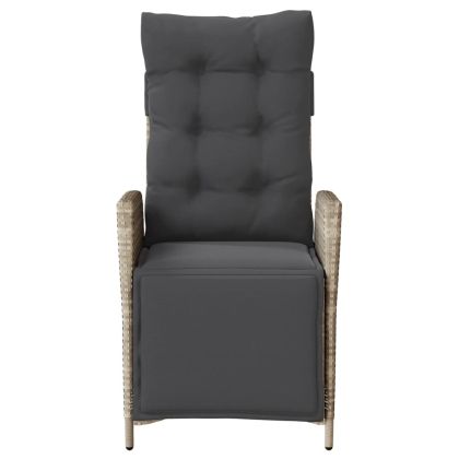 Накланящи градински столове с подложка 2 бр светлосив полиратан