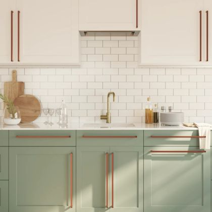 Дръжки за шкафове, 20 бр, бронз, 480 мм, неръждаема стомана