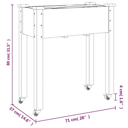 Плантер на колела с вложка 71x37x80 см масивна ела