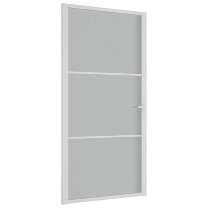 Интериорна врата, 102,5x201,5 см, бял мат, стъкло и алуминий