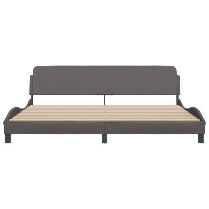 Рамка за легло Dover, сива, 200x200 см, изкуствена кожа