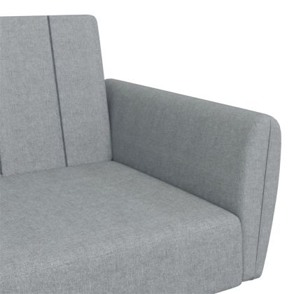 2-местен диван с табуретка, светлосив, текстил