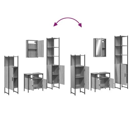 Комплект мебели за баня от 4 части сив сонома инженерно дърво