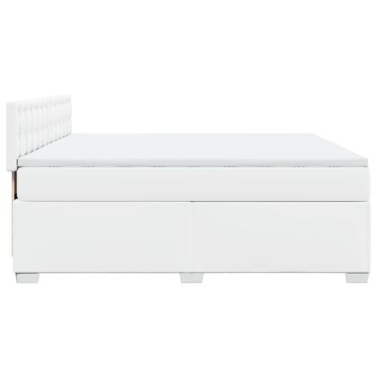 Боксспринг легло с матрак, бяло, 180x200 см, изкуствена кожа