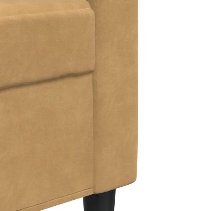 Мека мебел от 3 части с възглавници и болстери кафяв, кадифе