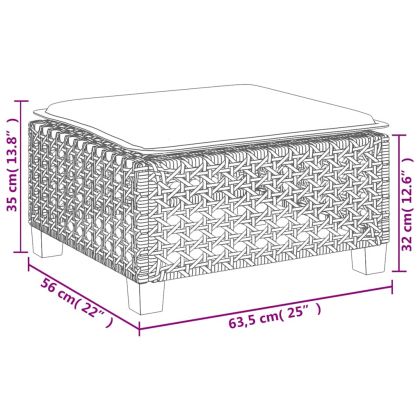 Градински диван с възглавници, 6 части, бежов полиратан