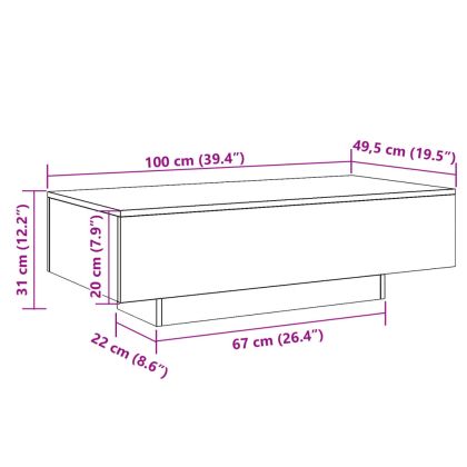 Кафе маса, дъб артизан, 100x49,5x31 см, инженерно дърво