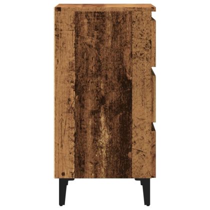 Нощно шкафче с метални крака, старо дърво, 40x35x69 см