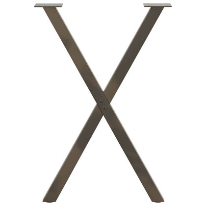 Крака за трапезна маса, X-образни, 2 бр., естествена стомана, 57 x (72-73) см, стомана