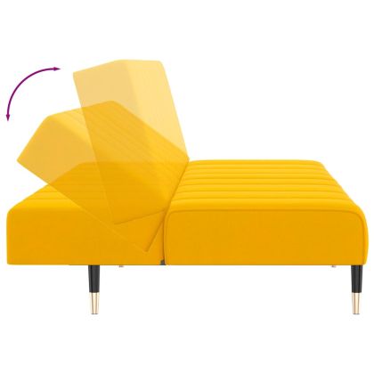 2-местно разтегателно канапе, жълто, кадифе