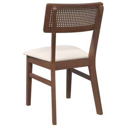 Трапезни столове с възглавници 2бр Кафяв масивна дървесина гума