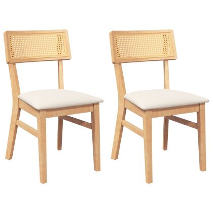 Трапезни столове с възглавници 2 бр масивна дървесина гума