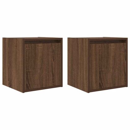 Нощни шкафчета за стенен монтаж, 2 бр, кафяв дъб, 38x34x40 см