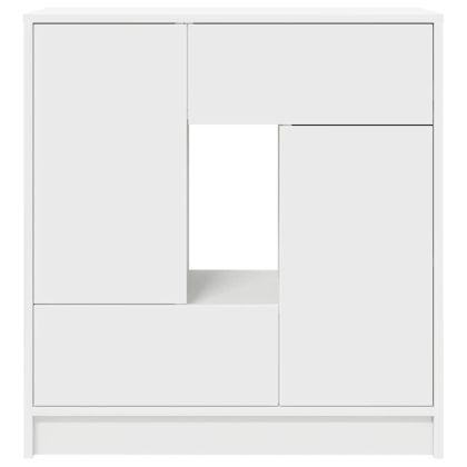 Бюфет с чекмеджета и вратички, бял, 70,5x34x74,5 см