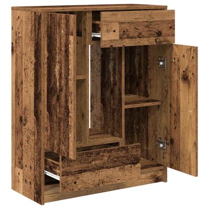 Бюфет с чекмеджета и вратички, старо дърво, 73x31x90 см