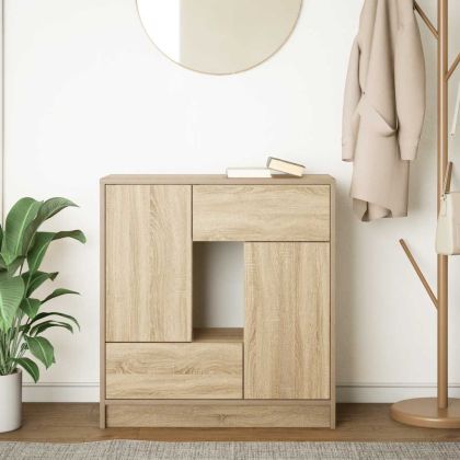 Бюфет с чекмеджета и вратички, дъб сонома, 70,5x34x74,5 см