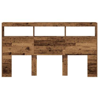 Табла шкаф с LED, Старо дърво, 180x17x102 см