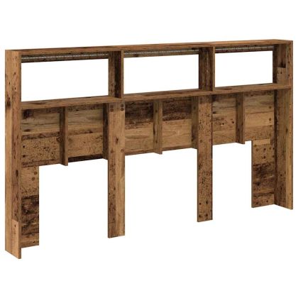 Табла шкаф с LED, Старо дърво, 180x17x102 см