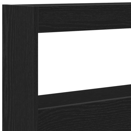 Табла шкаф с LED, черен дъб, 180x17x102 см