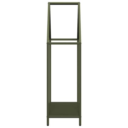 Стойка за дърва за огрев маслиненозелена 60x25x90 см
