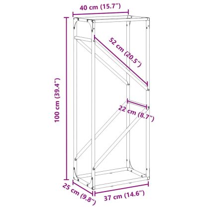 Стойка за дърва за огрев черна Студено валцувана стомана