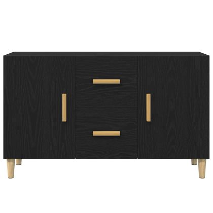 Сайдборд, черно и дъб, 100x36x60 см, инженерно дърво