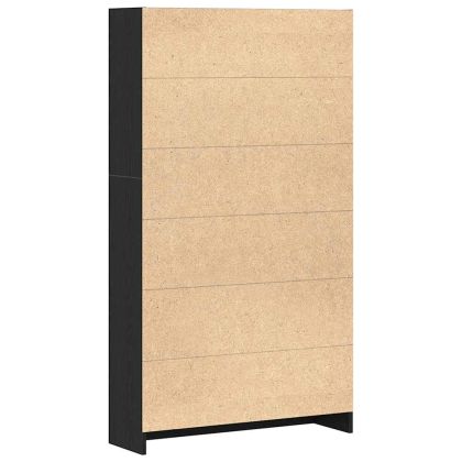 Библиотека, черно и дъб, 80x24x143 см, инженерно дърво