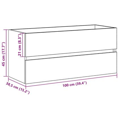 Шкаф за мивка, черен дъб, 100x38,5x45 см, инженерно дърво