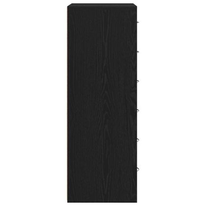 Сайдборд с 6 чекмеджета черен дъб 50x34x96 см инженерно дърво