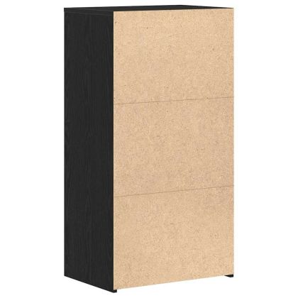 Сайдборд с 6 чекмеджета черен дъб 50x34x96 см инженерно дърво