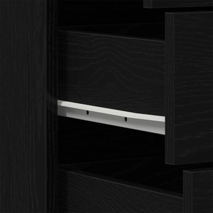 Сайдборд с 6 чекмеджета черен дъб 50x34x96 см инженерно дърво