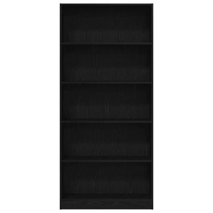 Библиотека, черна дъб, 80x24x176 см, инженерно дърво