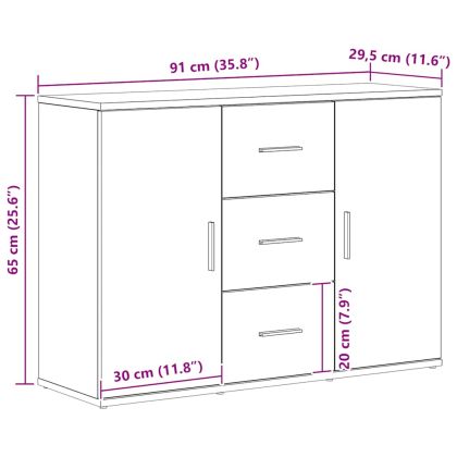 Сайдборд, черна дъб, 91x29,5x65 см, инженерно дърво