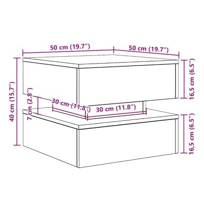 Маса за кафе с LED осветление, черна дъб, 50x50x40 см