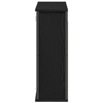 Стенен шкаф за баня с огледало Черен дъб 60x21x60 cm