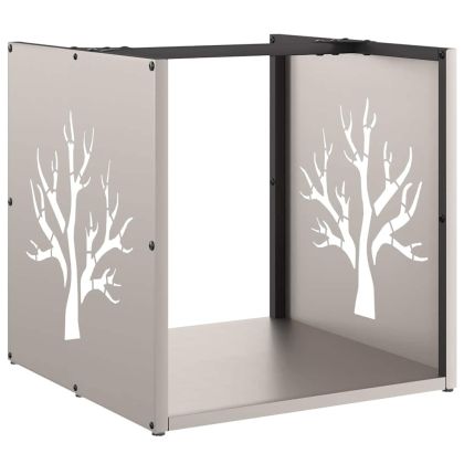 Стойка за дърва за огрев 40x40x40 см Патинираща стомана