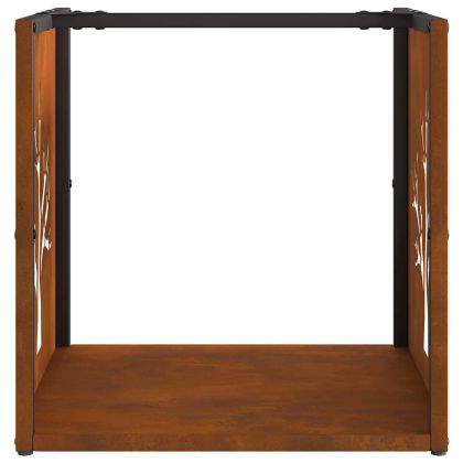 Стойка за дърва за огрев 40x40x40 см Патинираща стомана